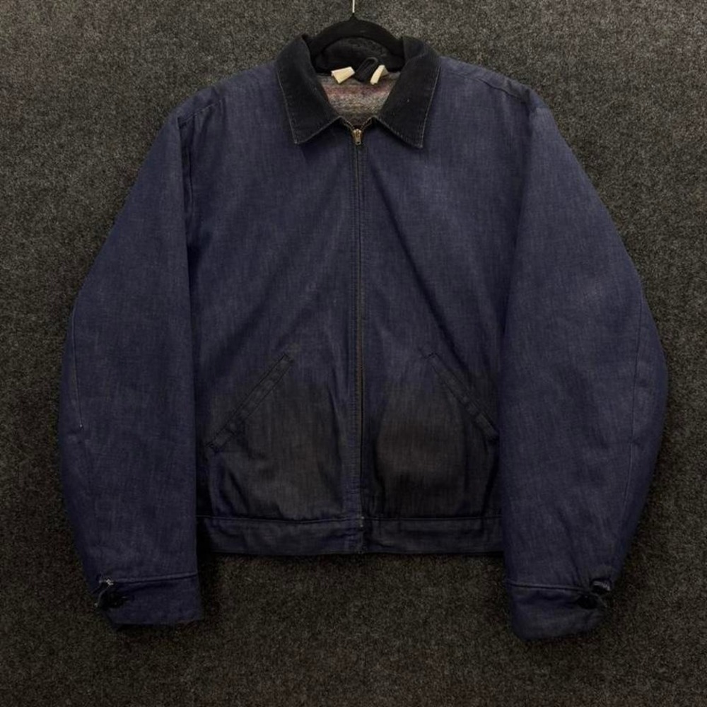 Vintage 1960s Wrangler Blue Bell Denim Jacket Men's 46 Dark Wash Talon Zip